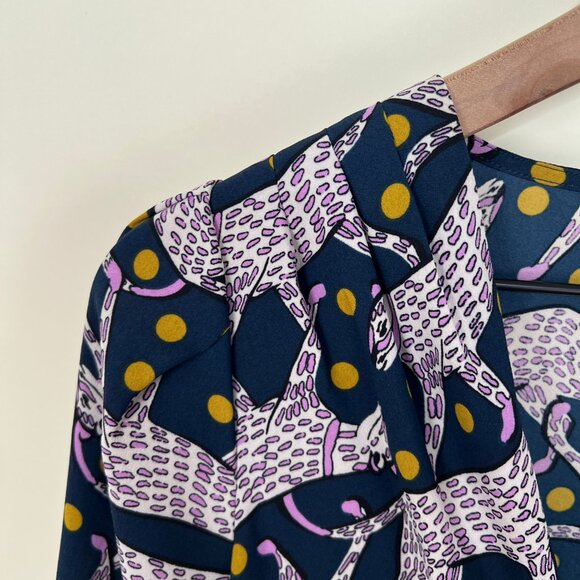 Kate Spade Panther Dot Wrap Top Novelty Print Cheetah Leopard Polkadot Blouse - Picture 8 of 11